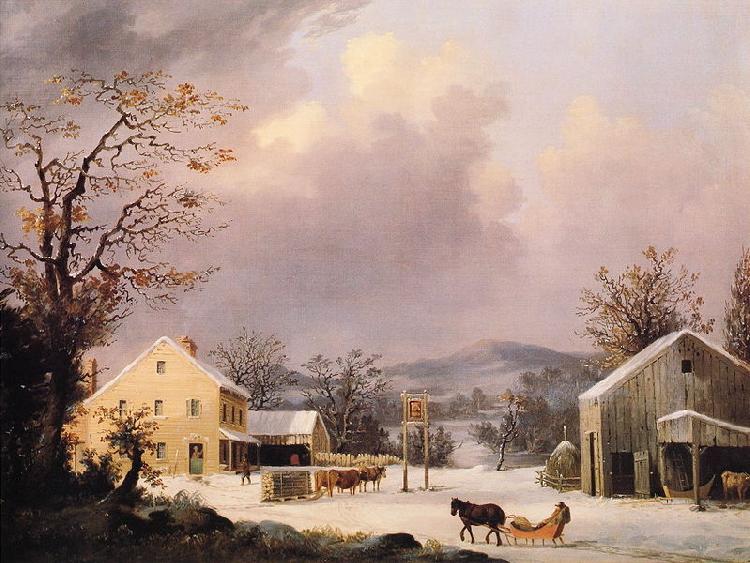 George Henry Durrie Jones Inn Winter oil painting image